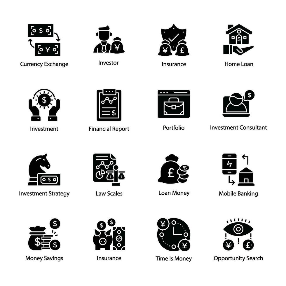 Pack of Business and Banking Flow Icons vector
