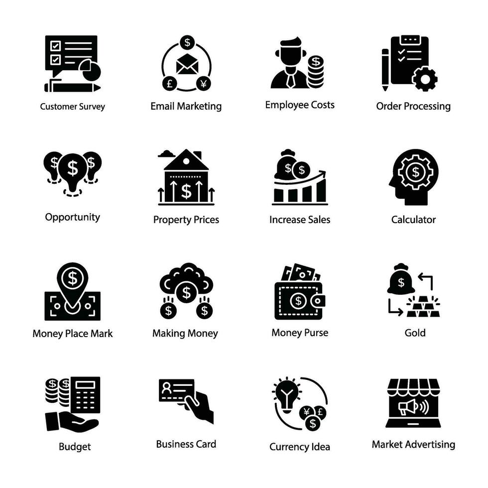 Pack of Business and Money Flow Icons vector