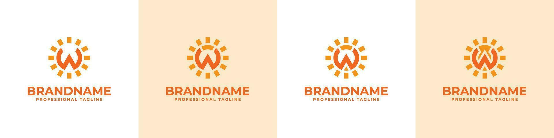 Letter W Sun Logo Set, suitable for business related to solar with W initial vector