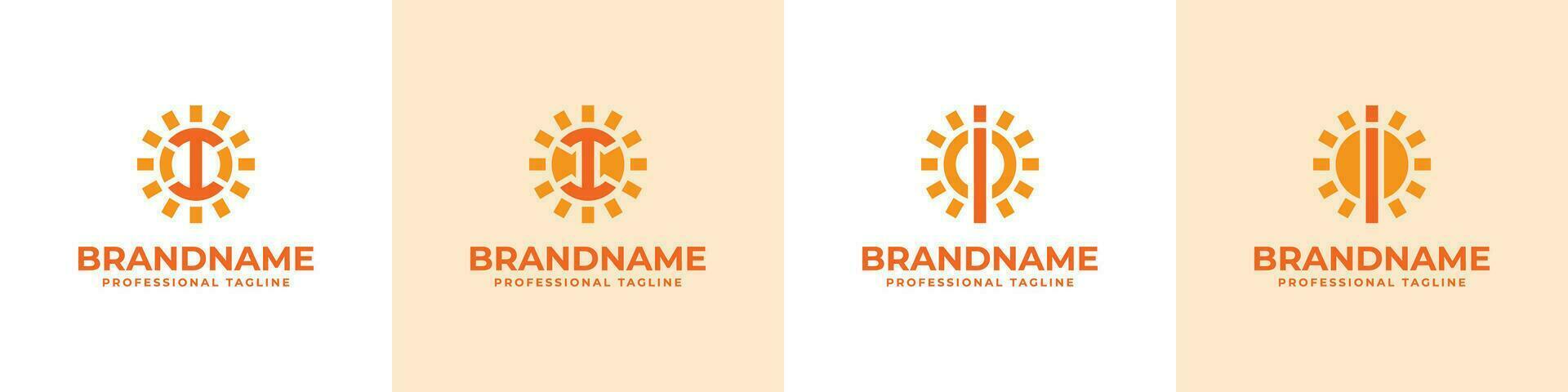 Letter I Sun Logo Set, suitable for business related to solar with I initial vector
