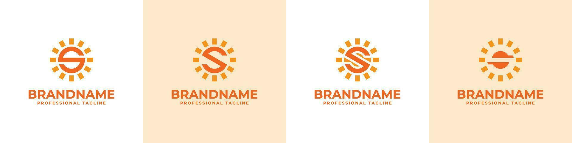 Letter S Sun Logo Set, suitable for business related to solar with S initial vector