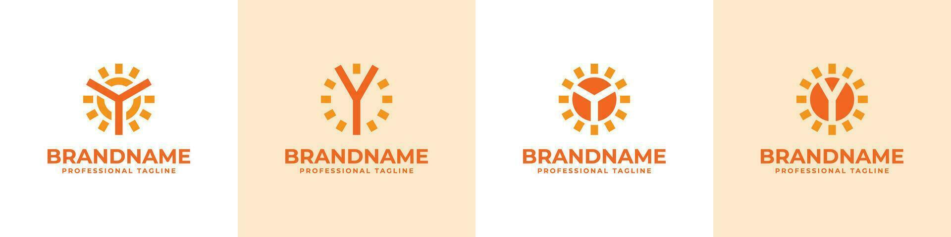 Letter Y Sun Logo Set, suitable for business related to solar with Y initial vector