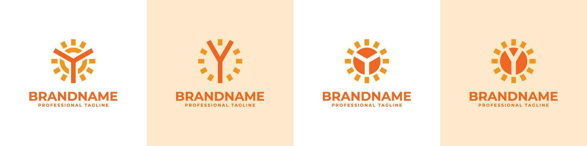 Letter Y Sun Logo Set, suitable for business related to solar with Y initial vector