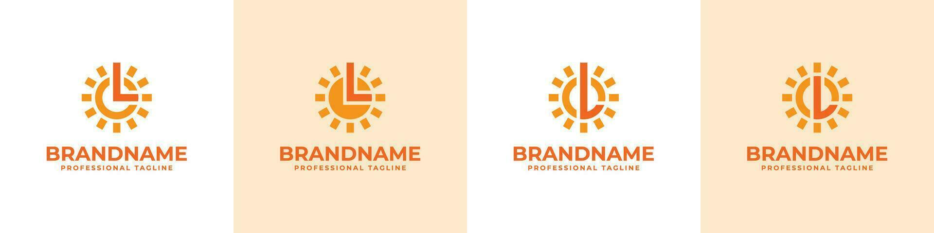 Letter L Sun Logo Set, suitable for business related to solar with L initial vector