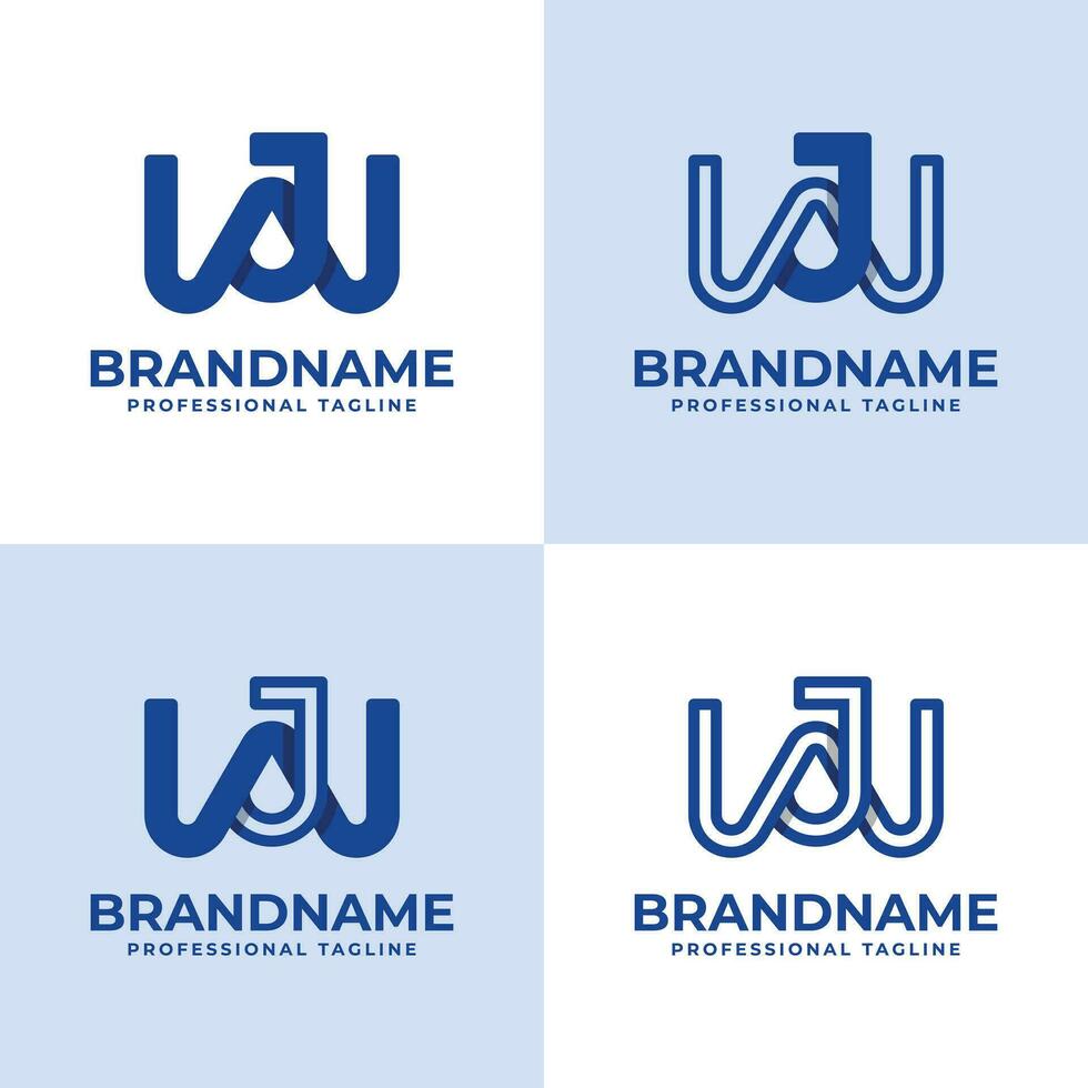 Modern Letter WJ Monogram Logo Set, suitable for business with WJ or JW initials vector