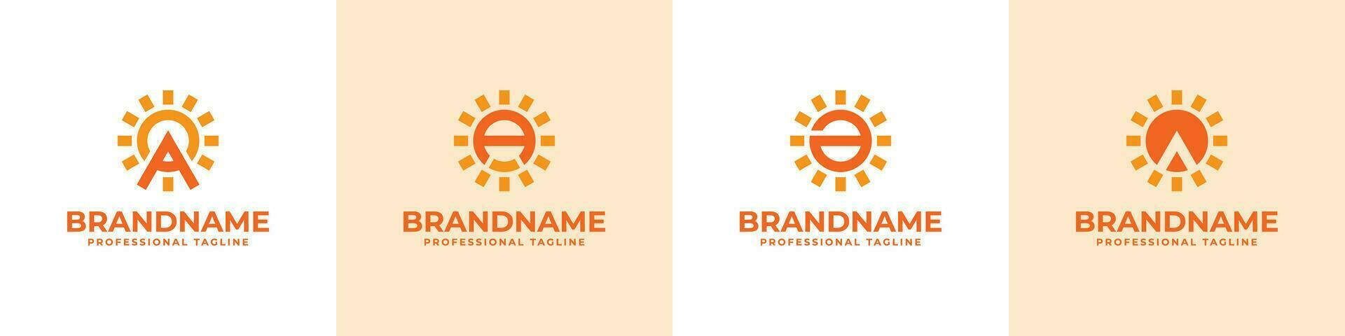 Letter A Sun Logo Set, suitable for business related to solar with A intial vector
