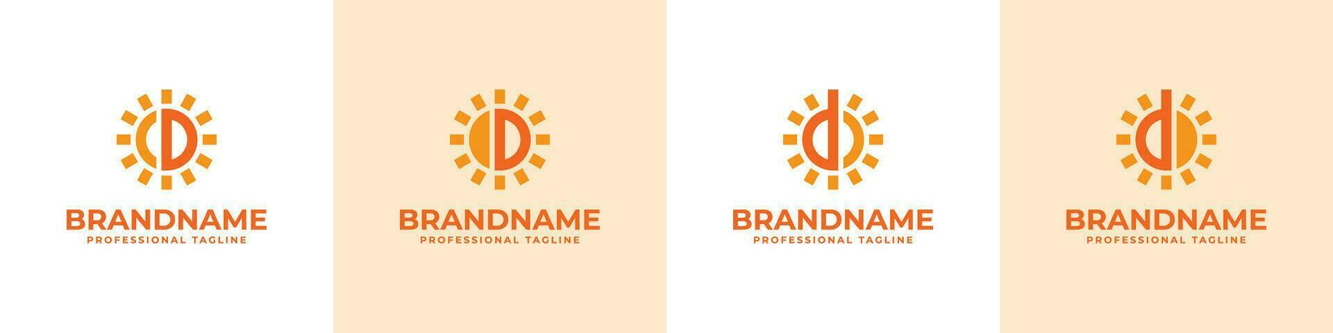 Letter D Sun Logo Set, suitable for business related to solar with D initial vector