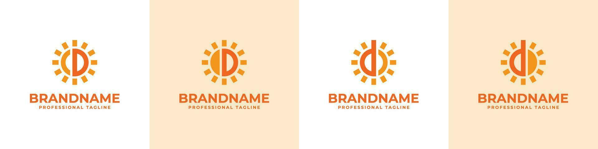 Letter D Sun Logo Set, suitable for business related to solar with D initial vector