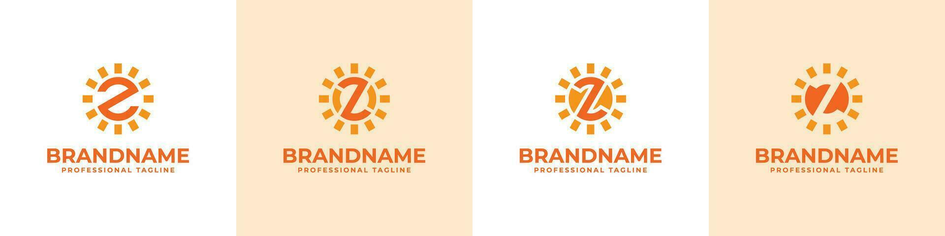 Letter Z Sun Logo Set, suitable for business related to solar with Z initial vector