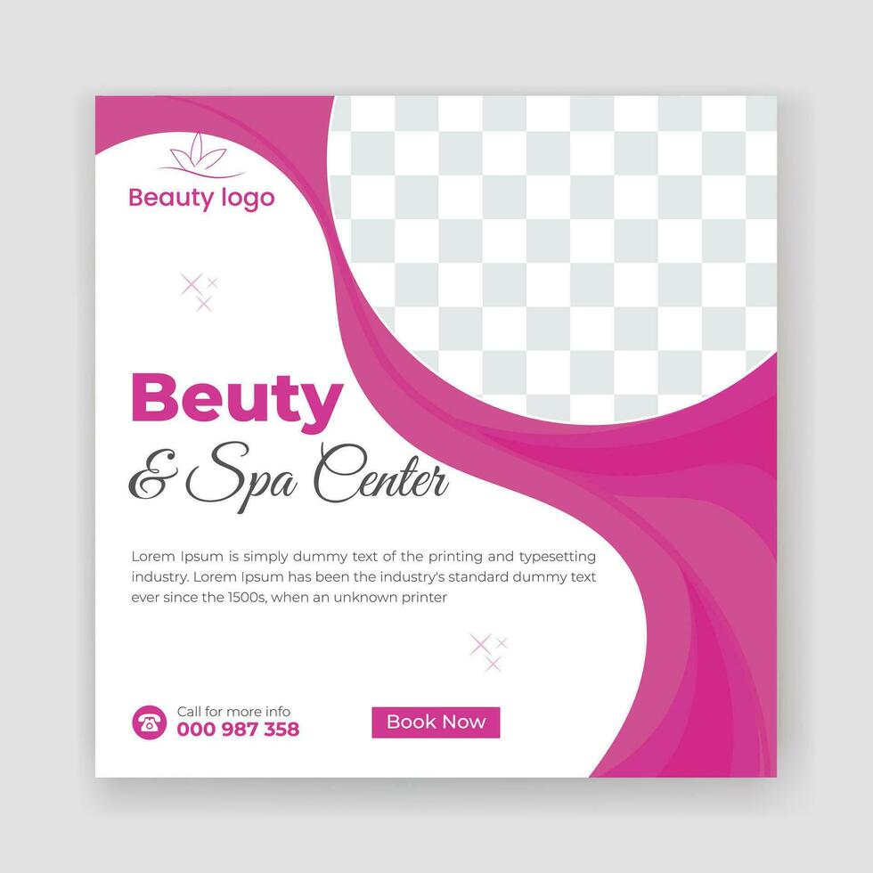 Beauty social media post design vector template