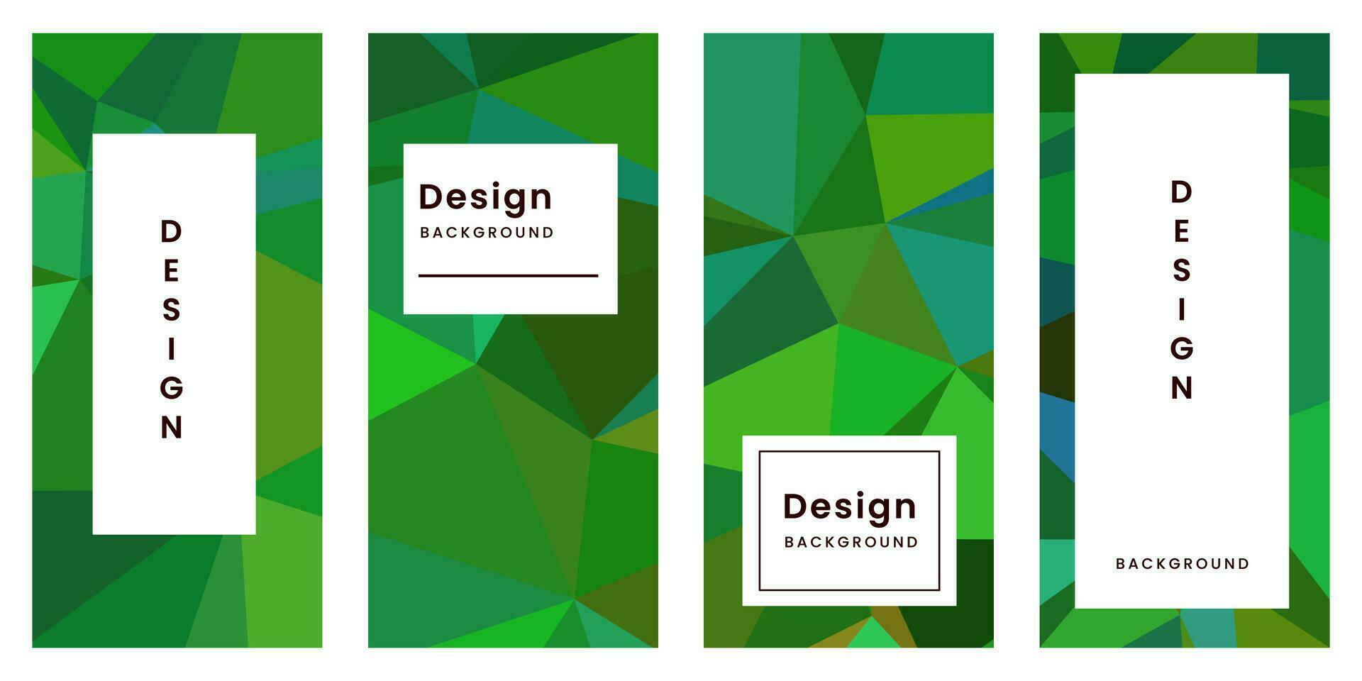 set of brochures with abstract geometric green colorful vibrant background vector