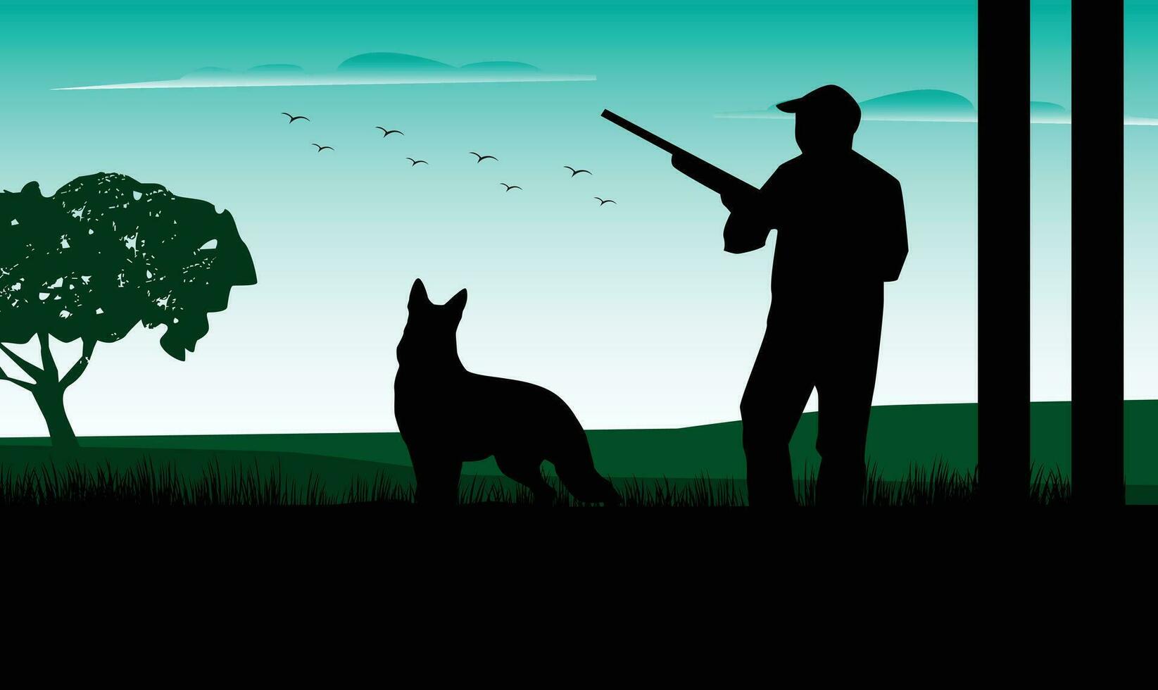 free vector hunter and the dog