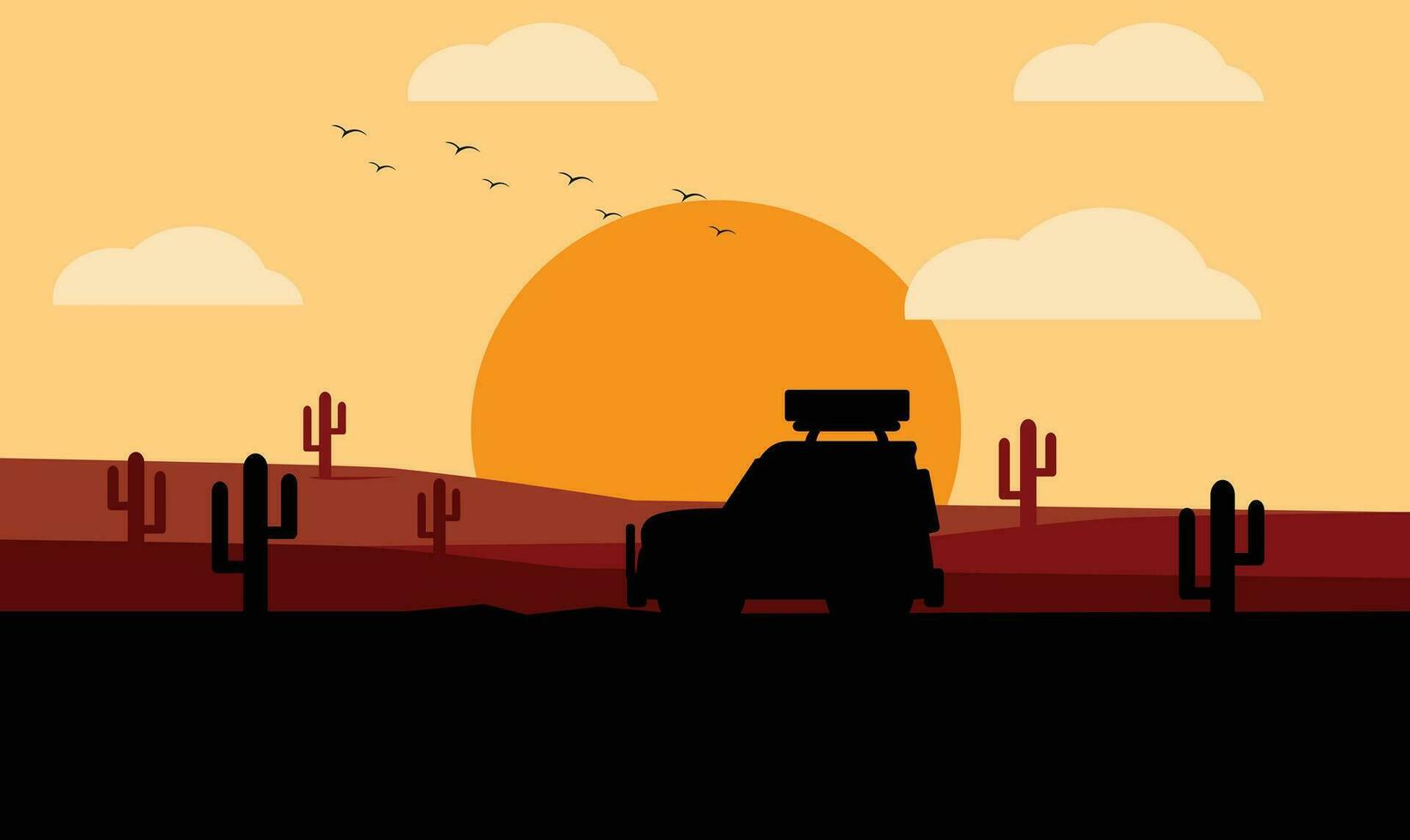 travel car on the desert vector