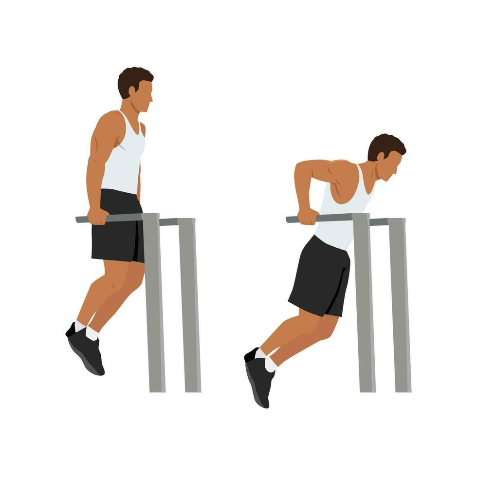 Man doing trice dip exercise. vector