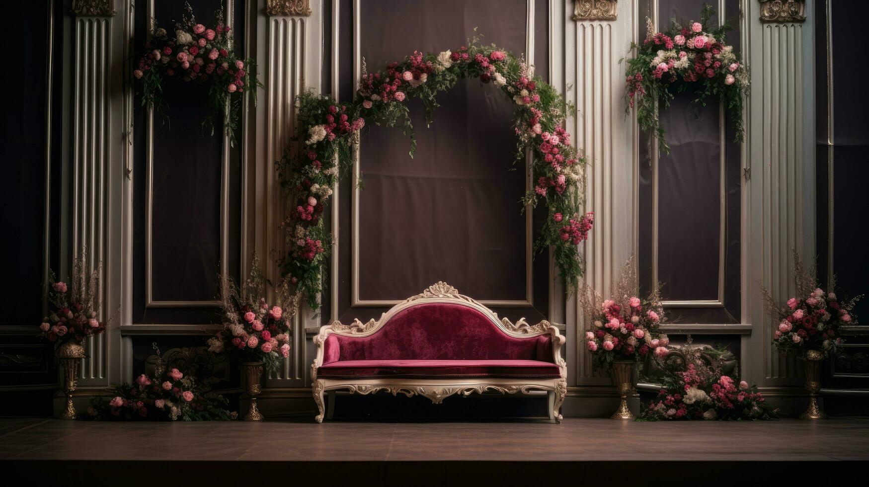 AI generated Elegant wedding background design for your project photo