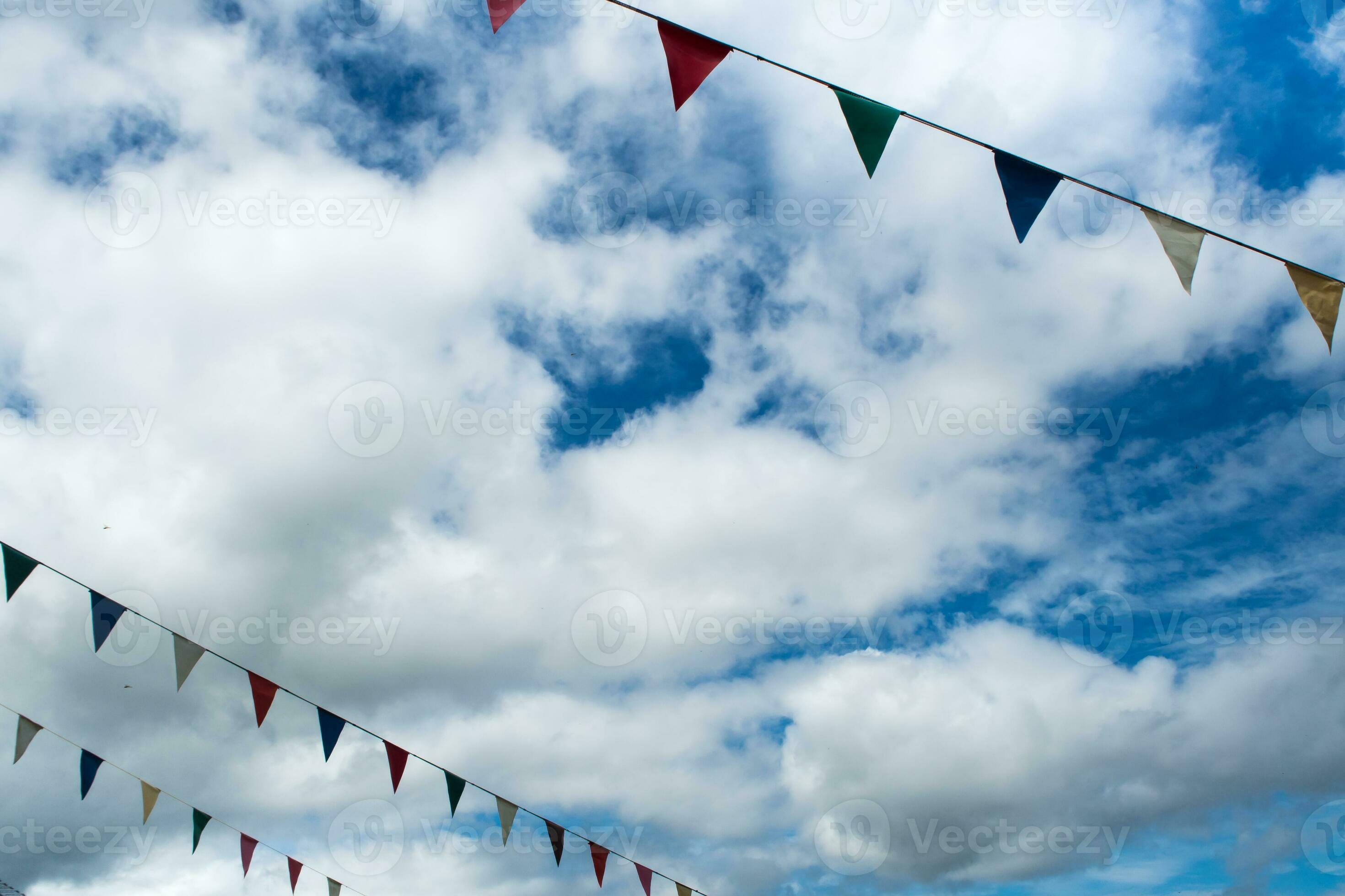 Triangle flag hanging on the rope and blue sky 36044683 Stock Photo at  Vecteezy