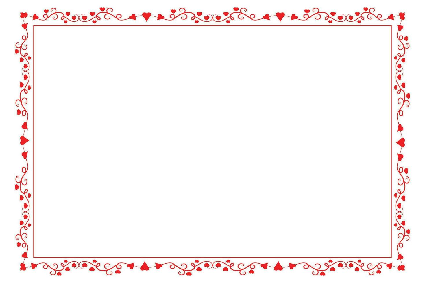 Heart Swirl Romantic Love ornaments isolated border layout, red hearts ornate award frame border, Valentines Day Card Border Square frame design, decorative heart rectangle frame vector element