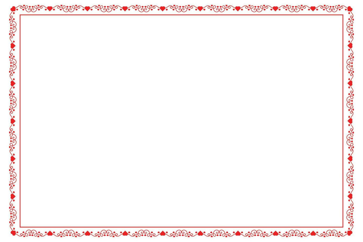 Heart Swirl Romantic Love ornaments isolated border layout, red hearts ornate award frame border, Valentines Day Card Border Square frame design, decorative heart rectangle frame vector element