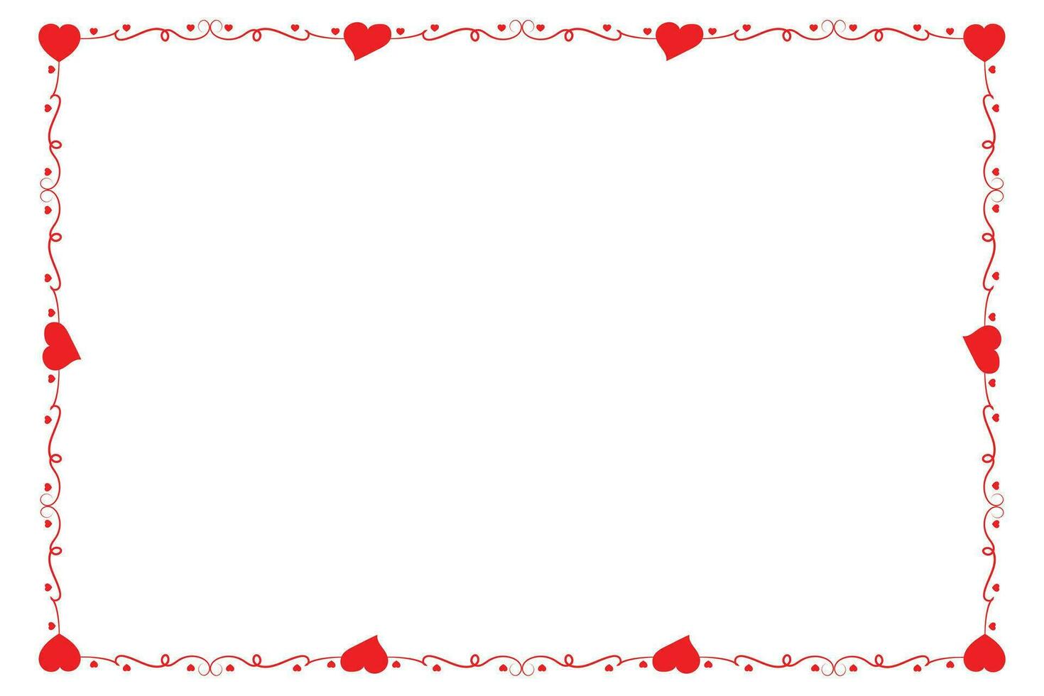 Heart Swirl Romantic Love ornaments isolated border layout, red hearts ornate award frame border, Valentines Day Card Border Square frame design, decorative heart rectangle frame vector element