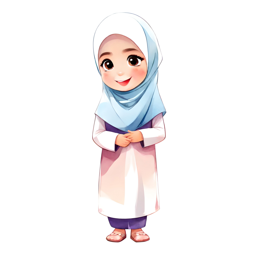 AI generated Innocent Joy Of Adorable Standing Muslim Child with a Smile Isolated Transparent Illustration png