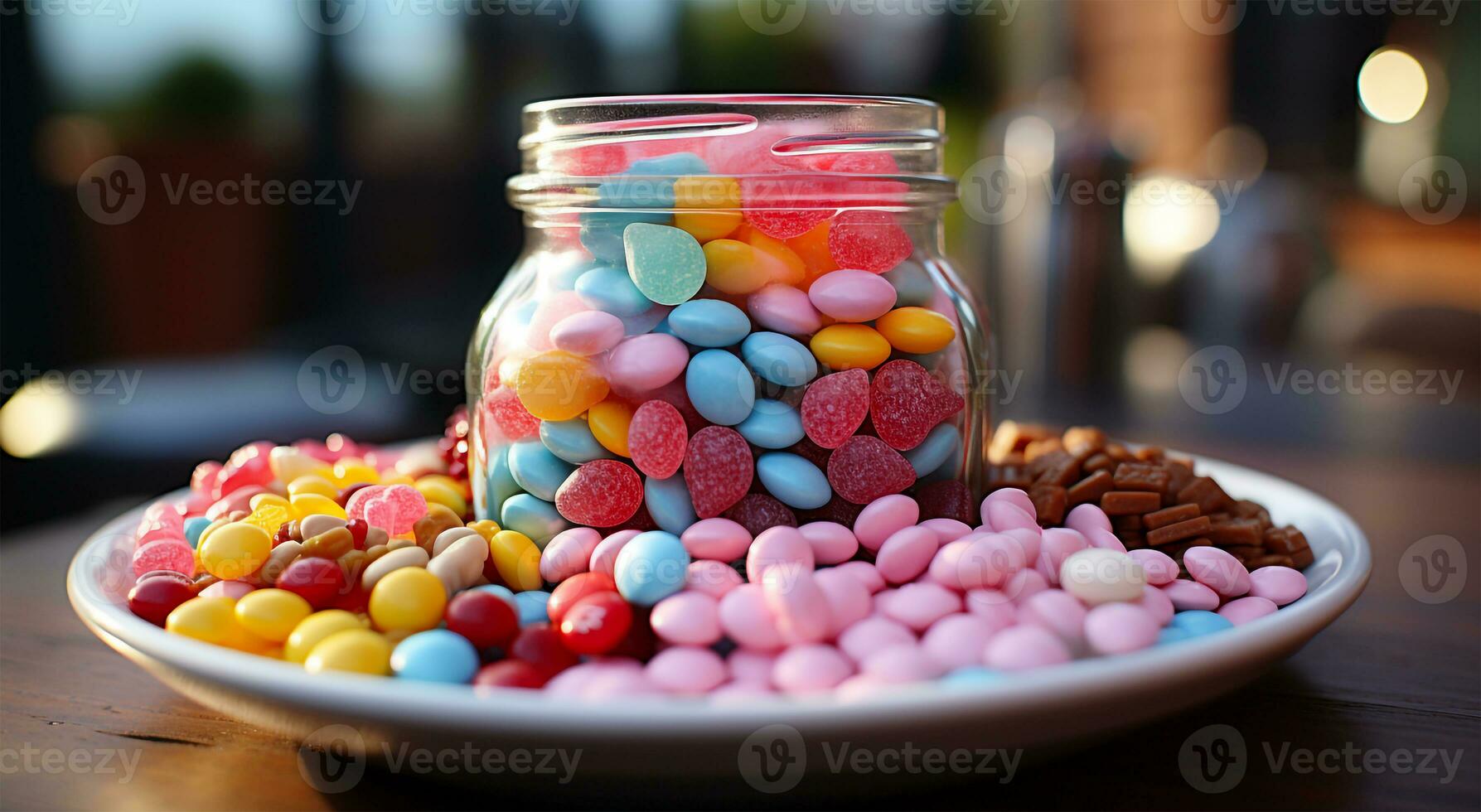 ai generado tari con azúcar en un cuenco es dulce plato de diferente colores cuales es muy sabroso foto