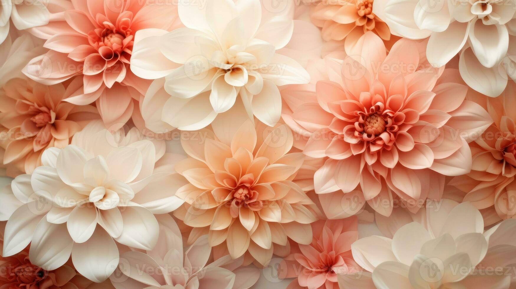 AI generated The flowers are a soft peach color, close up macro nature background. photo