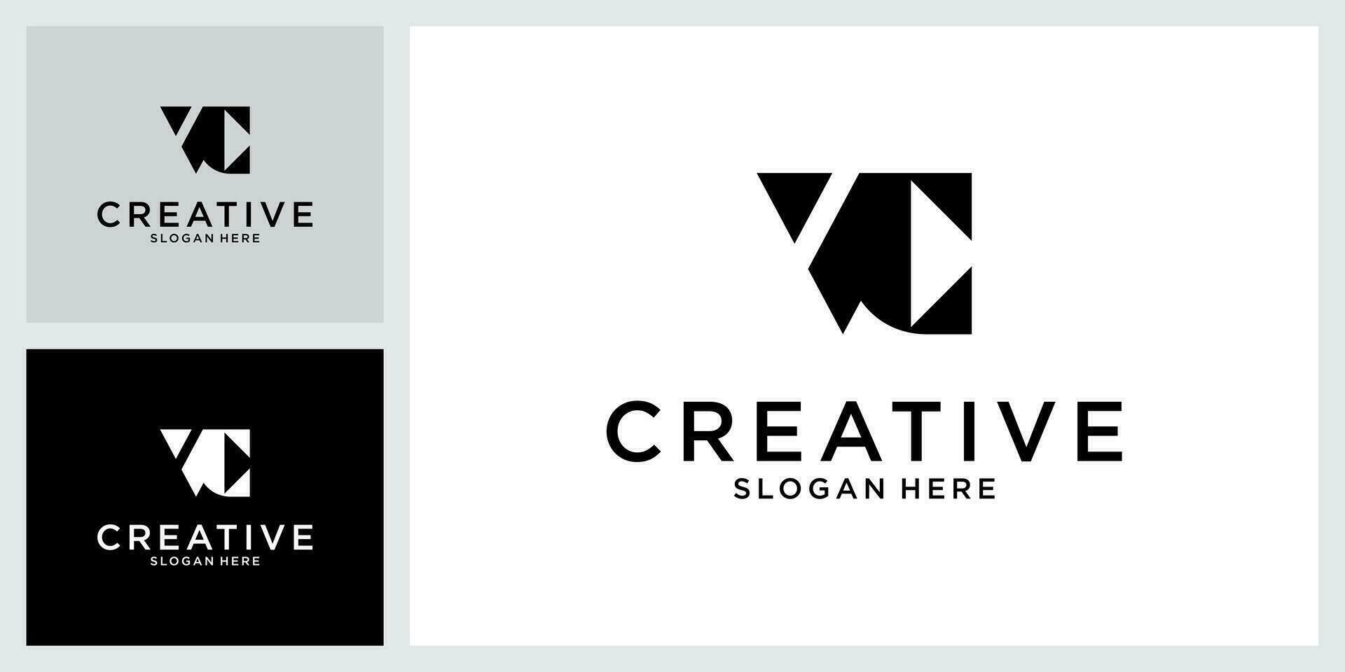 VC or CV initial letter logo design concept. vector