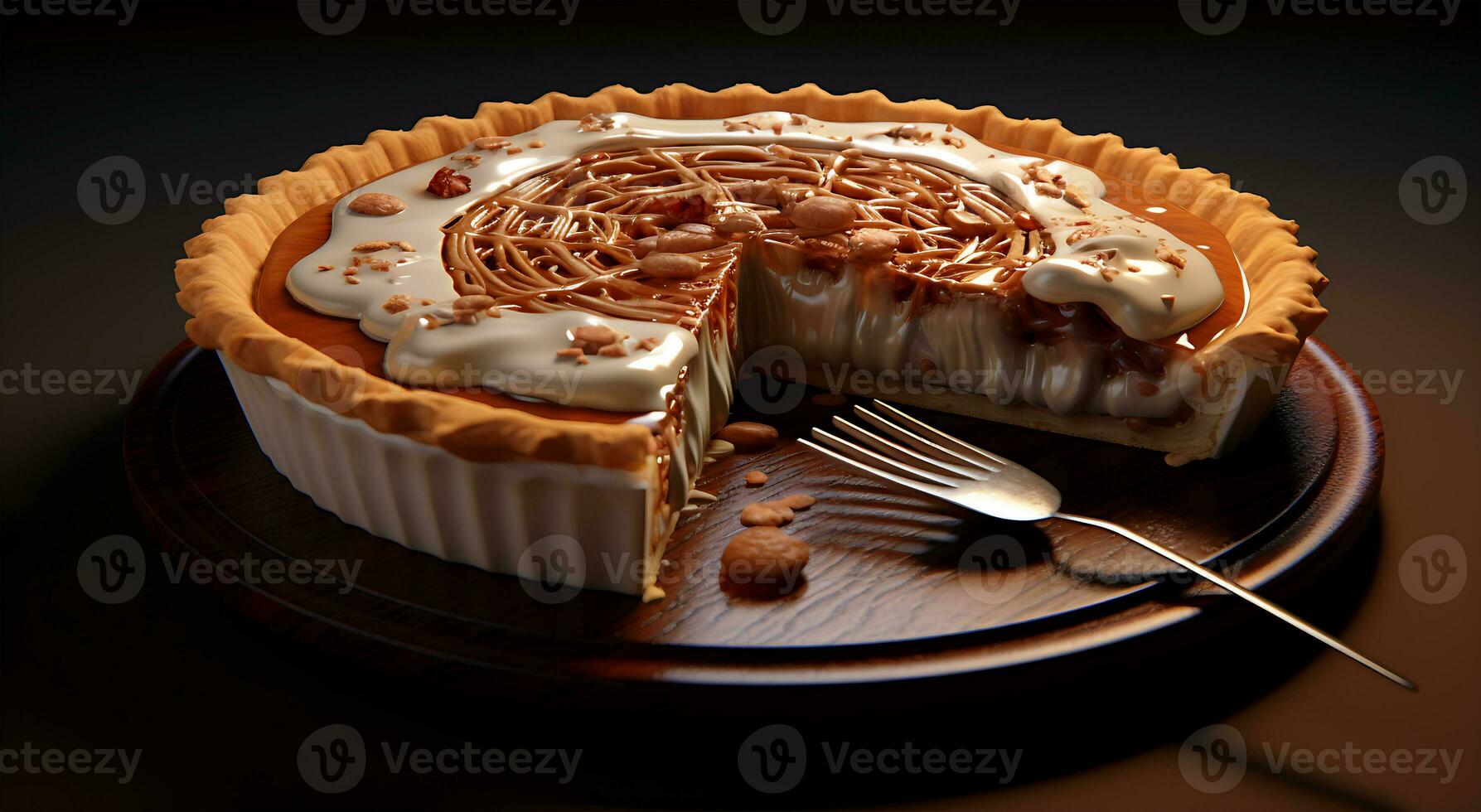 AI generated Delicious pie food on a plate that is very realistic photo