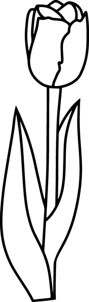Outline tulip Coloring page book Doodle flower Hand drawn vector illustration