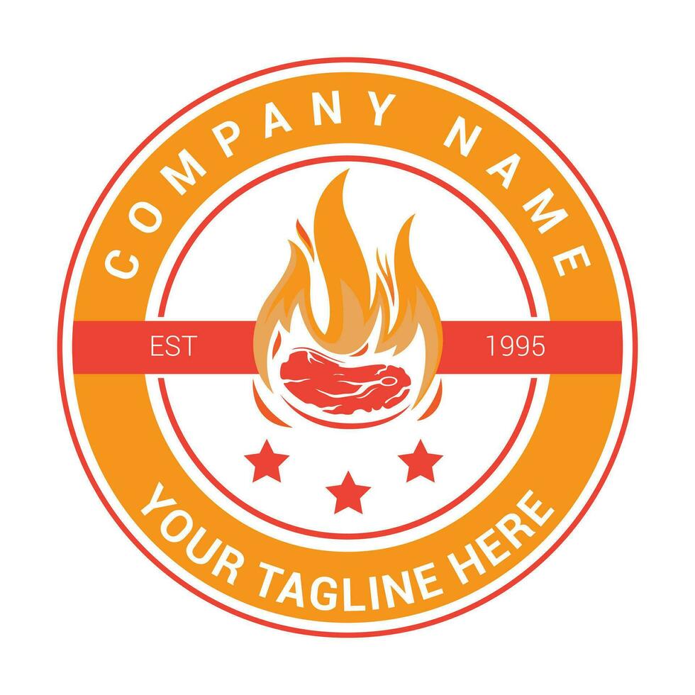 BARBEQUE RESTAURANT Logo Design Vector Template