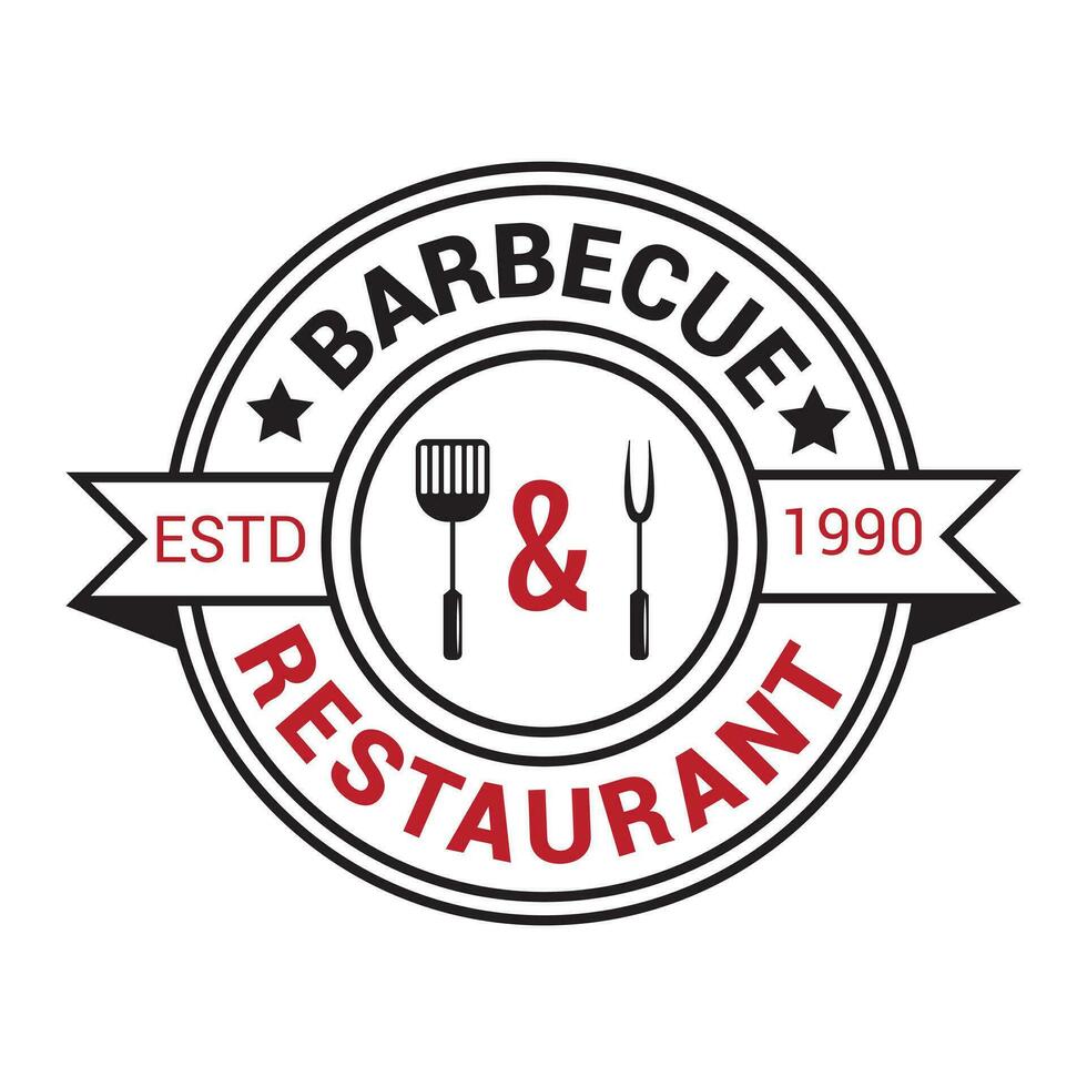 BARBEQUE RESTAURANT Logo Design Vector Template