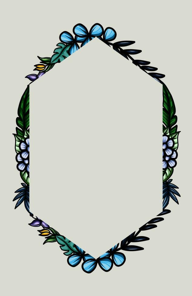 frame the border with an arrangement of leaves and flowers vector