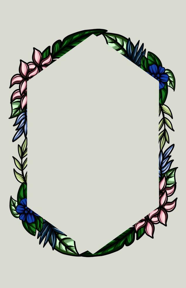 frame the border with an arrangement of leaves and flowers vector