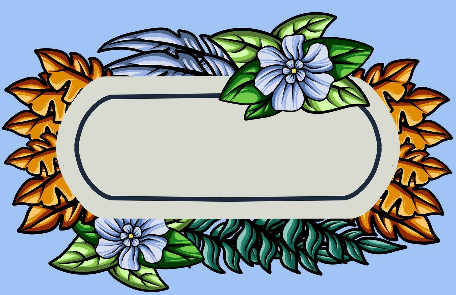 frame the border with an arrangement of leaves and flowers. Vector design