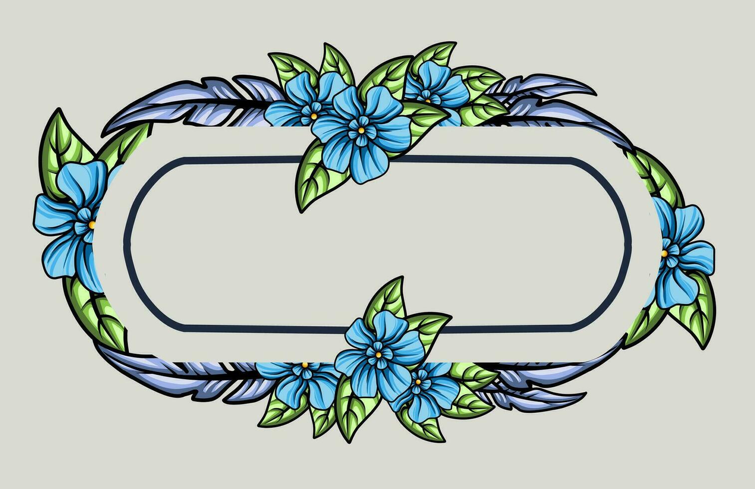 frame the border with an arrangement of leaves and flowers. Vector design