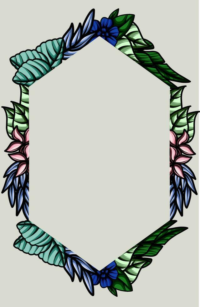 frame the border with an arrangement of leaves and flowers vector