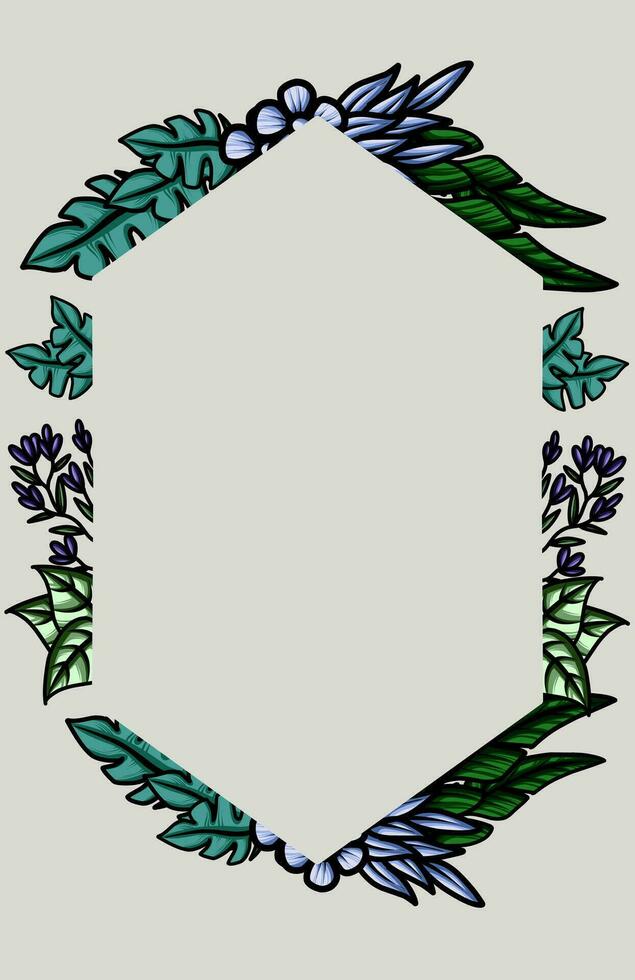 marco el frontera con un arreglo de hojas y flores vector