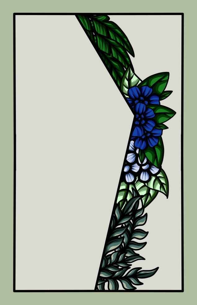 frame the border with an arrangement of leaves and flowers. Vector design