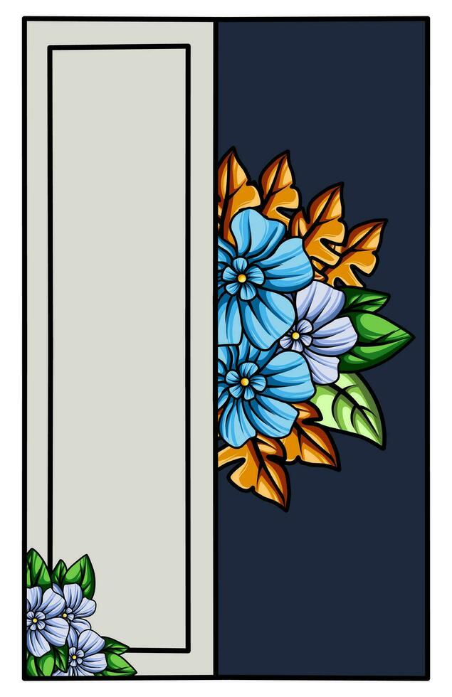 frame the border with an arrangement of leaves and flowers. Vector design