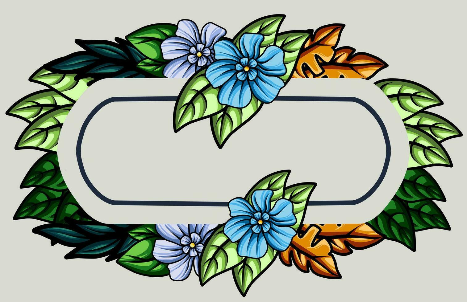 frame the border with an arrangement of leaves and flowers. Vector design