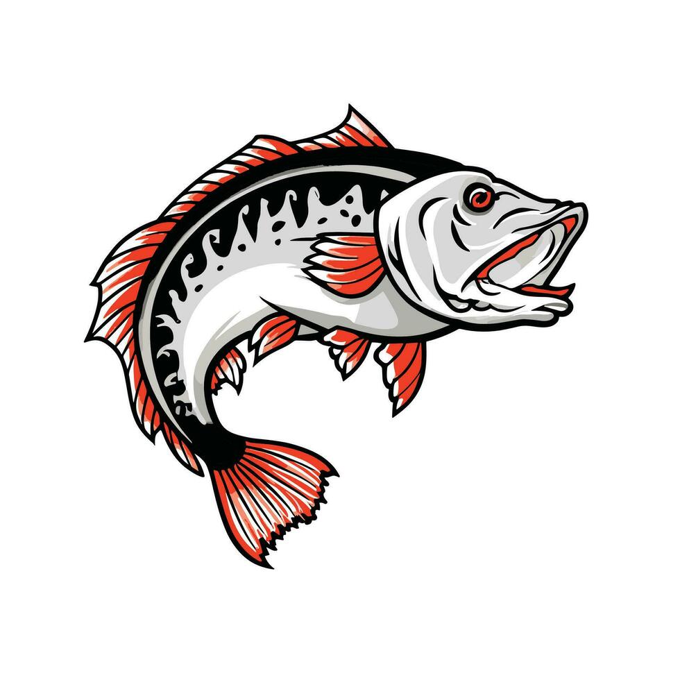 Hand drawn tuna cartoon illustration Vector Bass fish