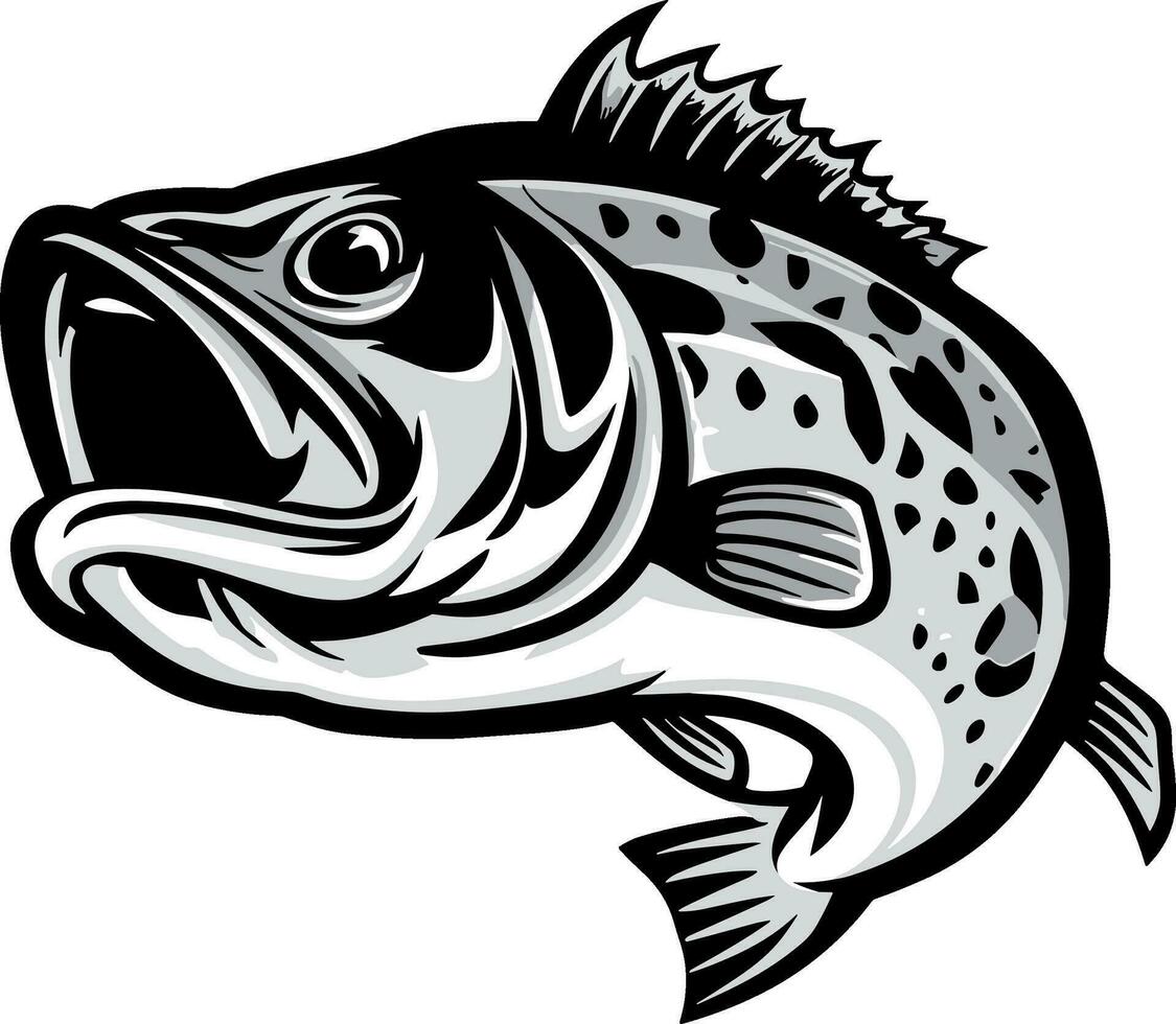 Hand drawn tuna cartoon illustration Vector Bass fish