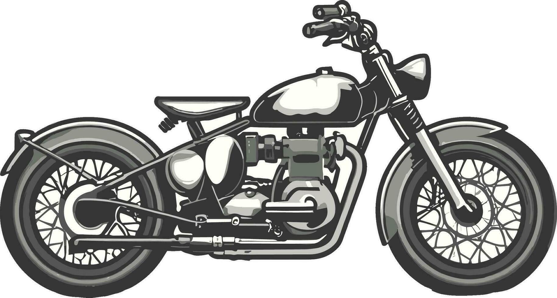 vector of hand drawn motorcycle isolated on white background. monochrome style.