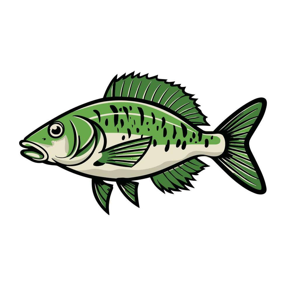 Hand drawn tuna cartoon illustration Vector Bass fish