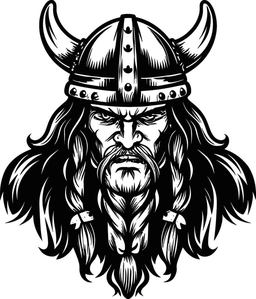 Native american indian chief head looks straight solid and majestic apache chief face monochrome vector art