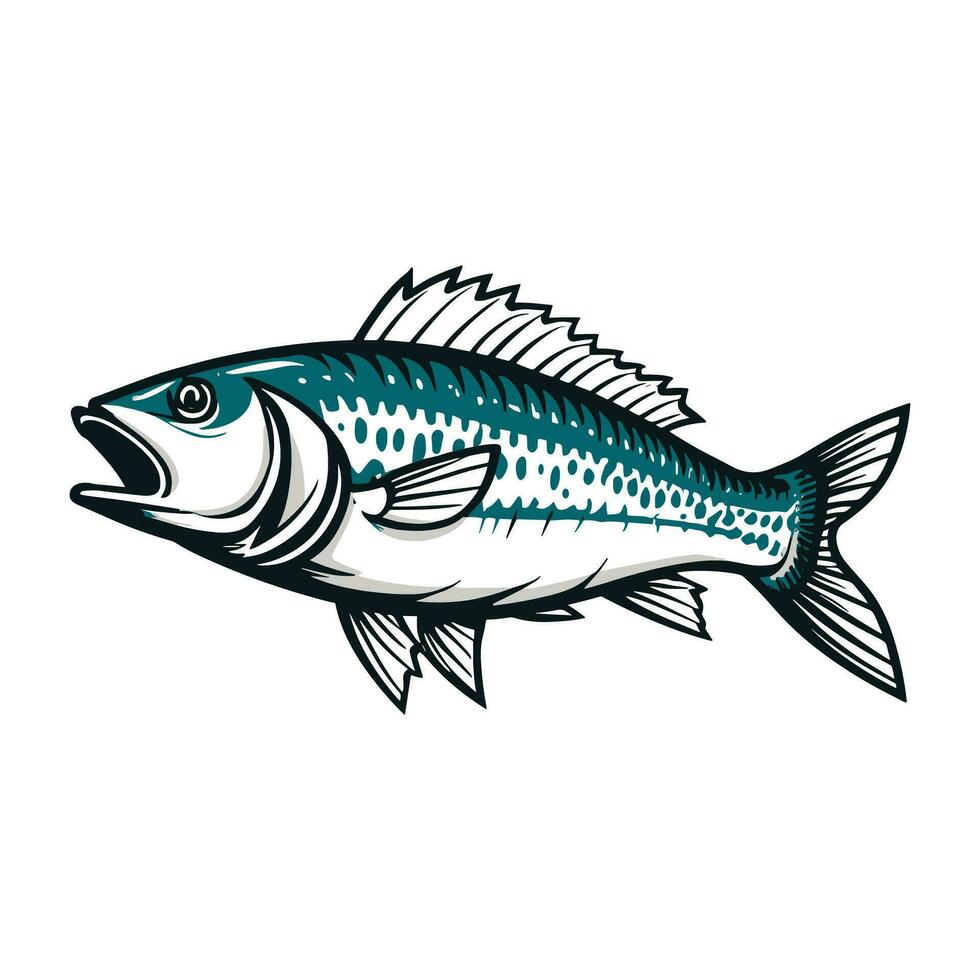 Bass fish catcing the fishing lure vector