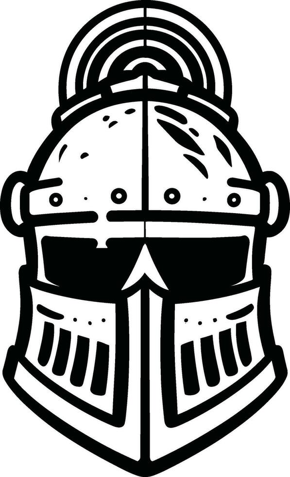 Medieval knight helmet black and white vector graphic isolated on white clean and crisp art