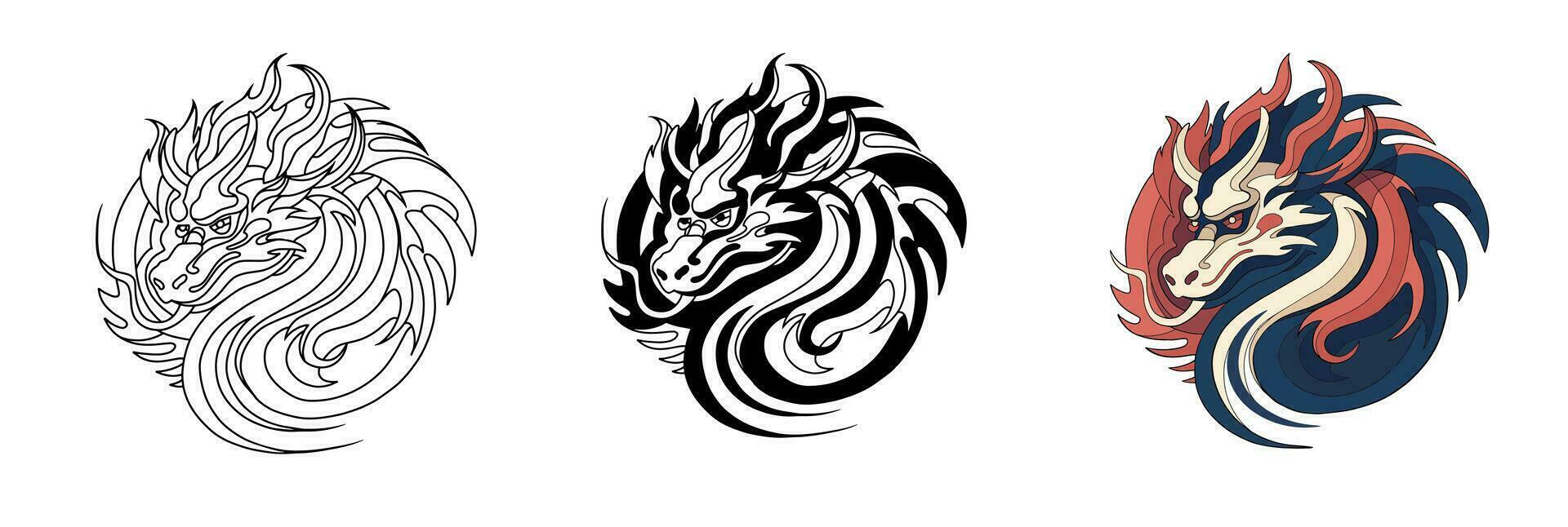Chinese New Year 2024, year of the Dragon. Chinese zodiac dragon in  flat modern style , isolated background vector, Translate Happy New Year vector