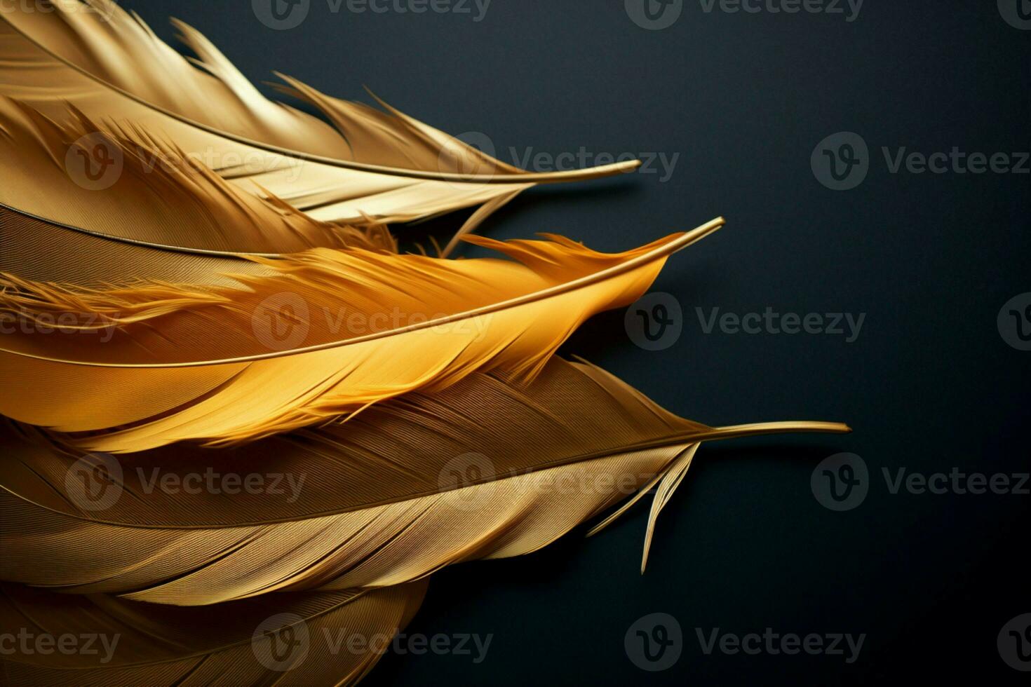 AI generated Luxurious appeal Elegant background with golden feathers, ideal for fashion photo