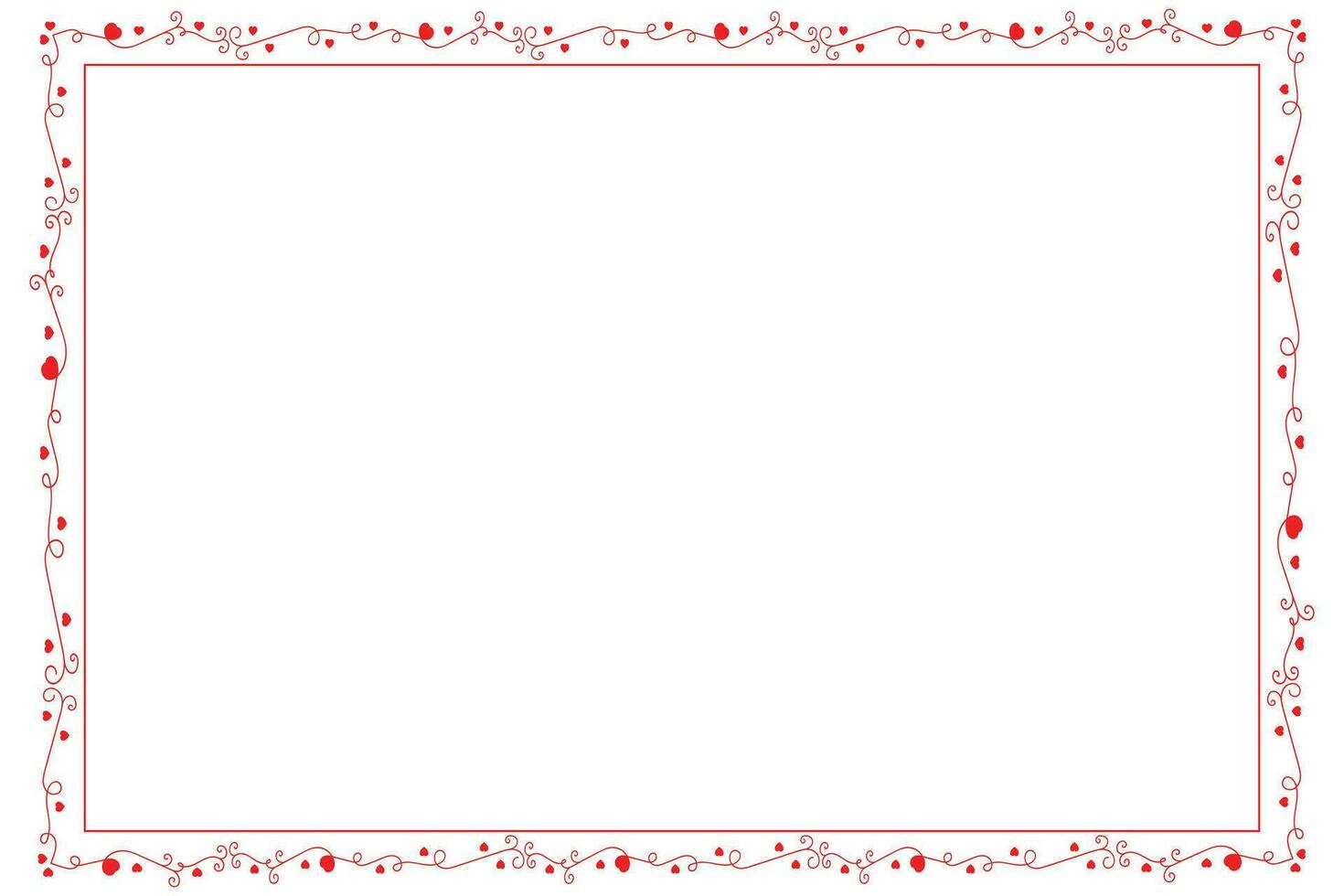 Heart Swirl Romantic Love ornaments isolated border layout, red hearts ornate award frame border, Valentines Day Card Border Square frame design, decorative heart rectangle frame vector element